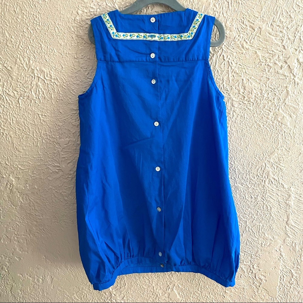 Llum Blue Sleeveless Ribbon Trim Blouse - Picture 4 of 4